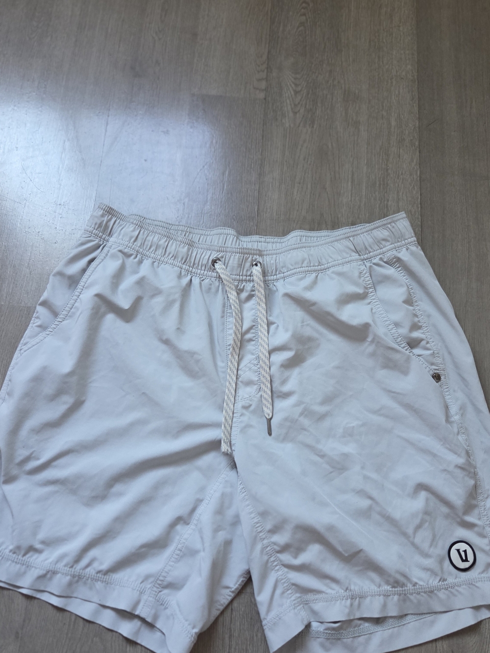 Vuori Cream Drawstring Swim Trunks